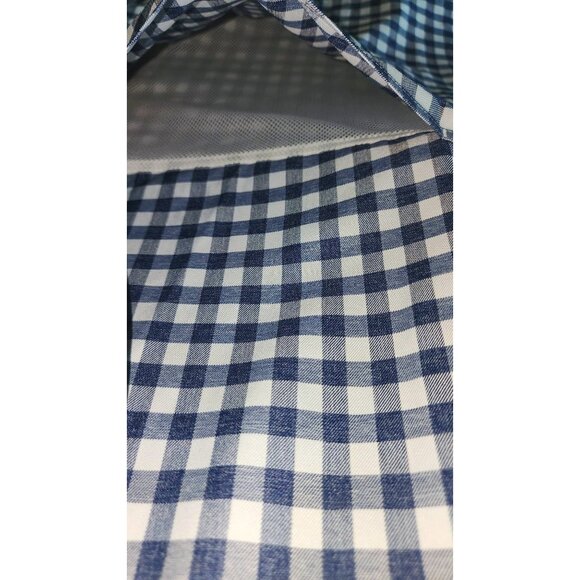 Roundtree & Yorke Men's 2XB Blue & White Check Button-Down Shirt Long Sleeve New - Picture 14 of 15